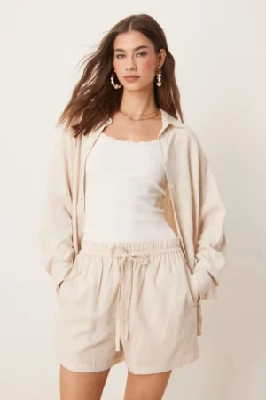 Oversized linen look shirt