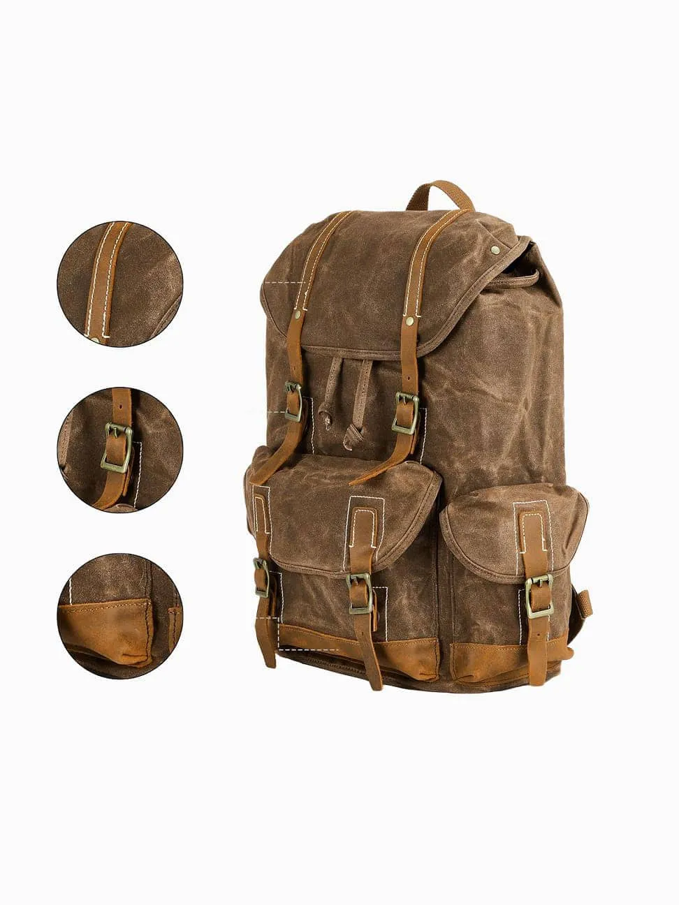 Vintage Waterproof Waxed Canvas Leather Backpack - Image 4