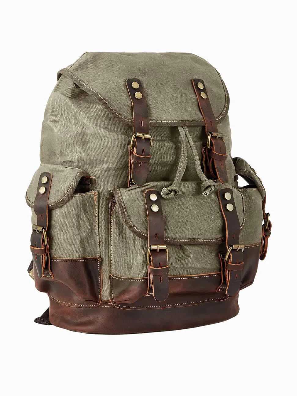 Vintage Waterproof Waxed Canvas Leather Backpack - Image 2