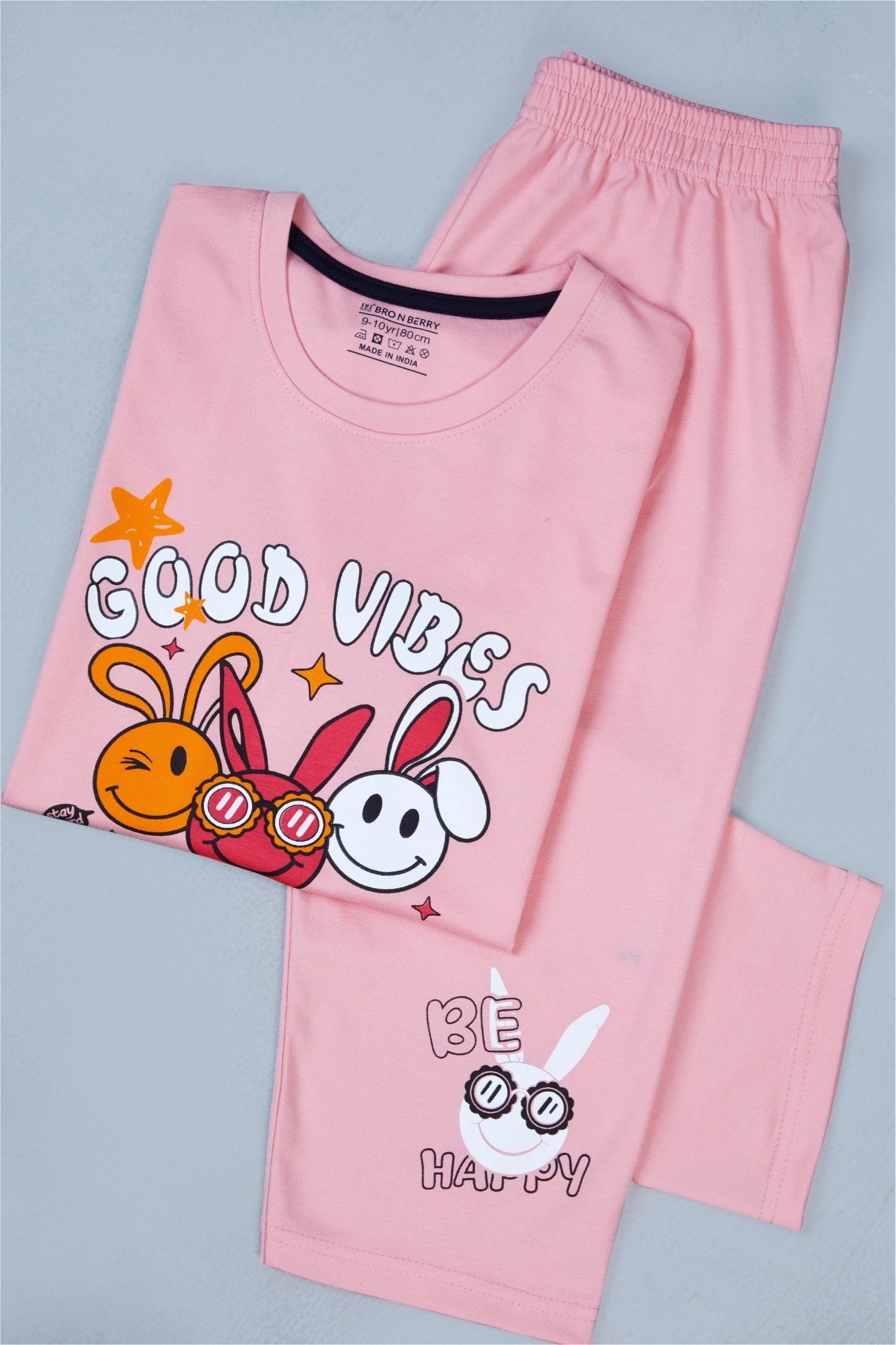 Girls Pink Cotton Capri Set - Image 2