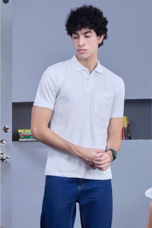 Men White Polo T Shirt