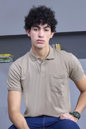 Beige Cotton Polo T-Shirt